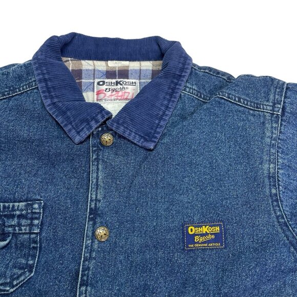Vintage Oshkosh B'gosh Denim Chore Coat Barn Jacket Flannel Lined Youth L 4T - Picture 2 of 9
